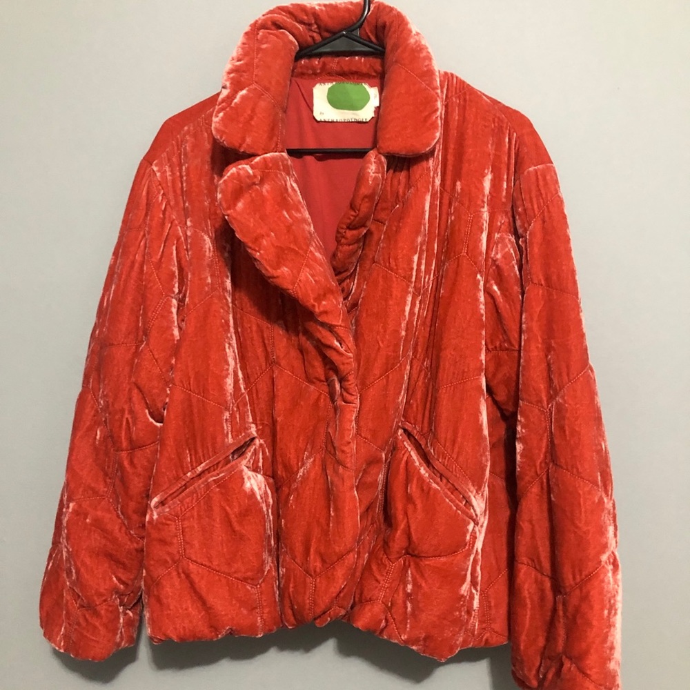 Anthropologie Quilted Velvet Puffer Coat